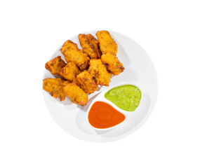 Indian Traditional Paneer Pakora or Pakoda Snacks on White Background