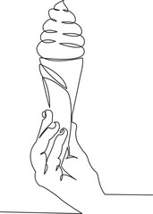 one continuous drawn line of ice cream horn