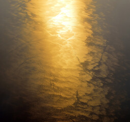 Sun reflection in Mediterranean from airliner. Flight from Kiev to Sharm El Sheikh, Egypt.