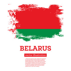 Belarus Flag with Brush Strokes. Independence Day.