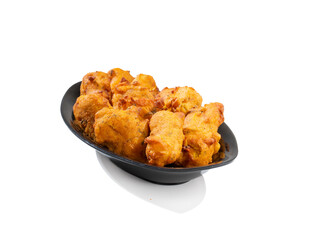 Indian Traditional Paneer Pakora or Pakoda Snacks on White Background