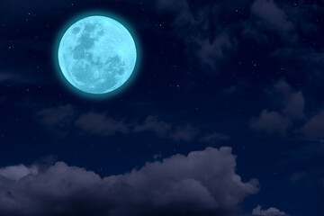 Obraz na płótnie Canvas Full moon on the sky at night.