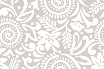 Seamless swirly floral pattern design - obrazy, fototapety, plakaty
