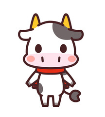 牛のかわいいキャラクター　マフラー