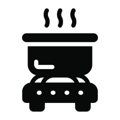 
Covid cure by taking steam, boiling water icon of solid style 
