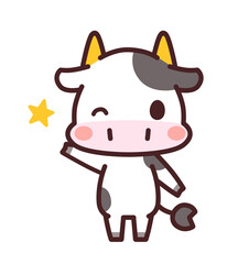 牛のかわいいキャラクター　ウインク