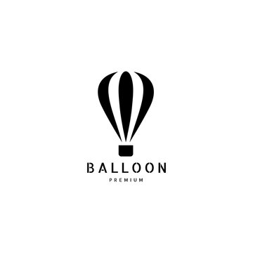 Hot Air Balloon on Black and White Vector Illustration