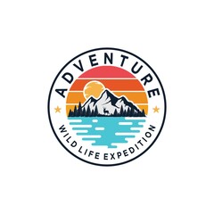 Outdoor adventures , wild life expeditions, wilderness logo design template.