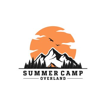 Camp And Explore Overland Mountain Logo Design Vector