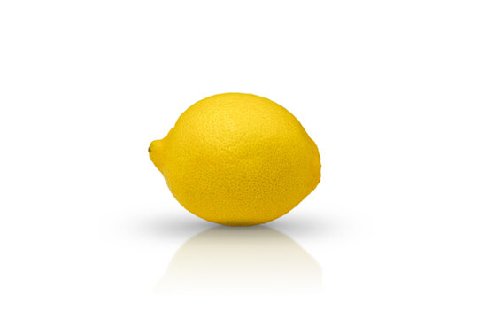 Whole lemon isolated on white background, clipping path, full depth of field, reflection