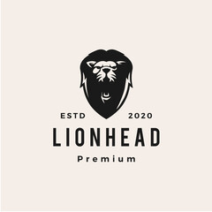lion head hipster vintage logo vector icon illustration