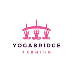 yoga bridge community people logo vector icon illustration