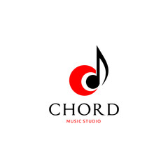 Initial Letter C and Music Note with Lettering Chord Logo Design