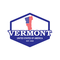 Fototapeta na wymiar Vermont Map Vector , United States Logo