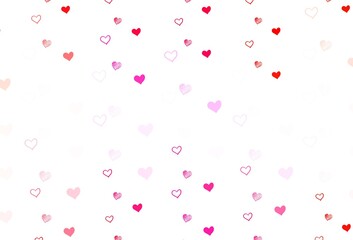Fototapeta na wymiar Light Pink, Yellow vector backdrop with sweet hearts.