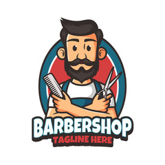 Barbershop mascot logo design