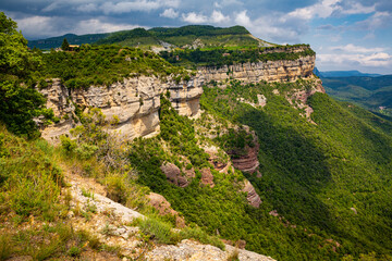 Fototapeta na wymiar Forest cliffs in the city Tavertet area. Central Catalonia. Spain
