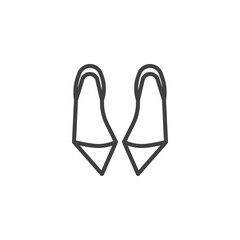 Women's shoes top view line icon. linear style sign for mobile concept and web design. Sandals shoes outline vector icon. Symbol, logo illustration. Vector graphics