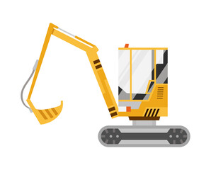 Yellow excavator. Isolated on white background. Special equipment. Construction machinery. illustration.