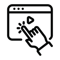 
Video click in glyph icon showing hand 
