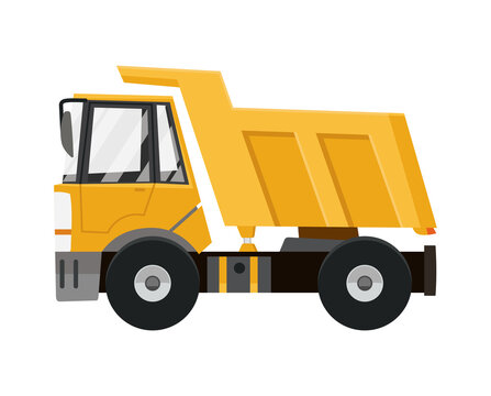 Big yellow dump truck. Tipper truck isolated on white background. tipper truck.