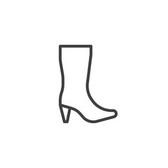 Woman high heel shoe boot line icon. linear style sign for mobile concept and web design. High boot outline vector icon. Symbol, logo illustration. Vector graphics