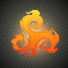 Obraz premium Realistic fire flames isolated on transparent background. Special burning light effect with sparks for design and decoration. Illustration.