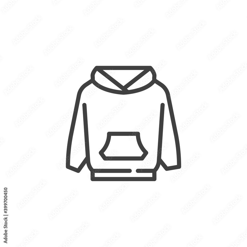 Wall mural Hoodie sweatshirt line icon. linear style sign for mobile concept and web design. Long sleeve hoodie outline vector icon. Symbol, logo illustration. Vector graphics - Wall murals
