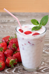 Strawberry milkshake with fruits