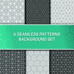 Set of six geometric seamless patterns. Seamless patterns of abstract geometric shapes