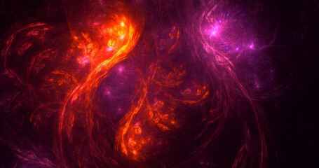 3D rendering abstract multicolor fractal light background