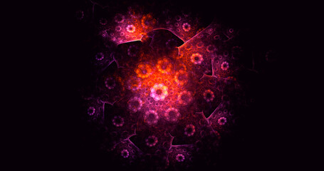 3D rendering abstract multicolor fractal light background