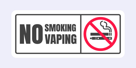 No smoking no vaping sign. Forbidden sign icon isolated on white background vector illustration. Cigarette, vape and smoke and in prohibition circle.