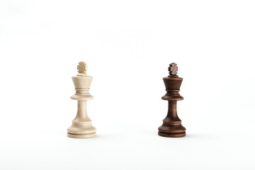 kings chess pieces on white background