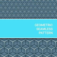 Geometric seamless pattern, consisting of volumetric hexagons on a gray background