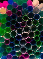 Close up view of plastic straws. Texture. Concept for prohibition in the EU
