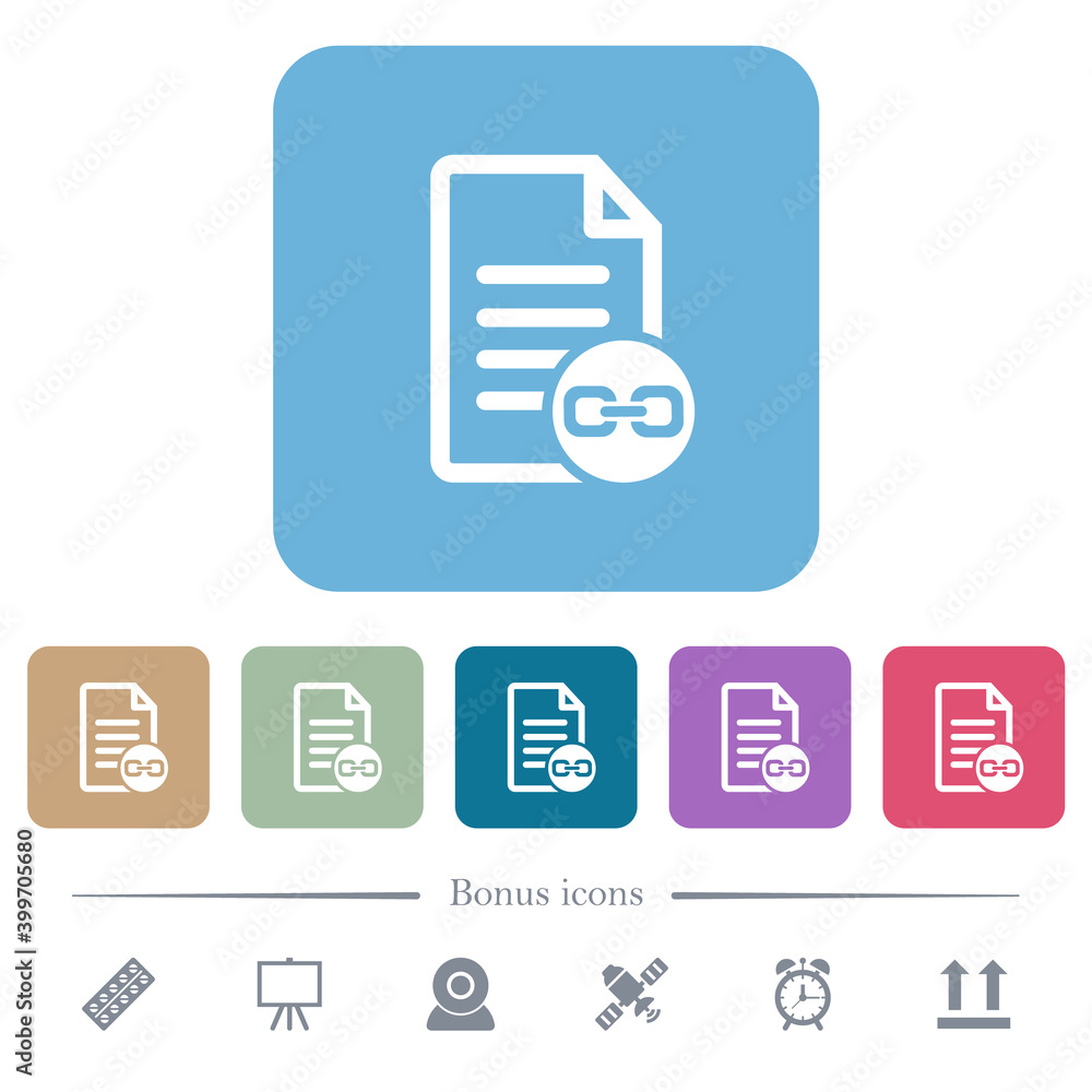 Poster document attachment flat icons on color rounded square backgrounds