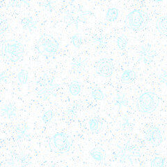 Hand Drawn blue Snowflakes Christmas Seamless Patt
