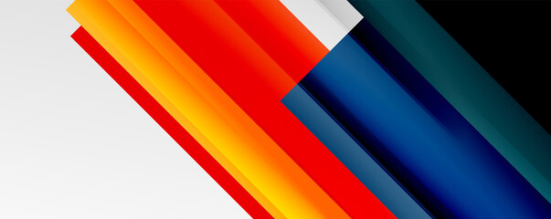 Geometric abstract backgrounds with shadow lines, modern forms, rectangles, squares and fluid gradients. Bright colorful stripes cool backdrops