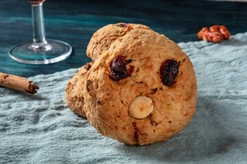 Face cookie, traditional British rock biscuit, a close-up