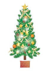 金と緑のクリスマスツリー