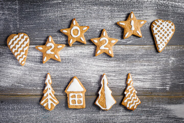 still life with homemade christmas gingerbread cookies