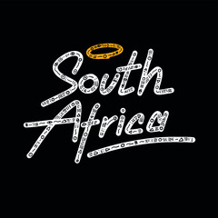South Africa. Name country word text card, banner script. Beautiful typography. Handwritten design brush lettering isolated vector.