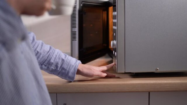 close-up concept of talking in the microwave