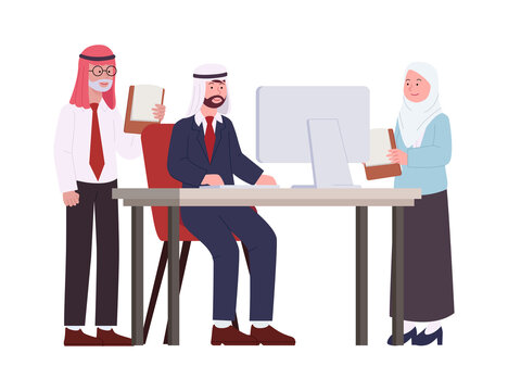 Arabian Business Man and  Woman Working Discussing Project