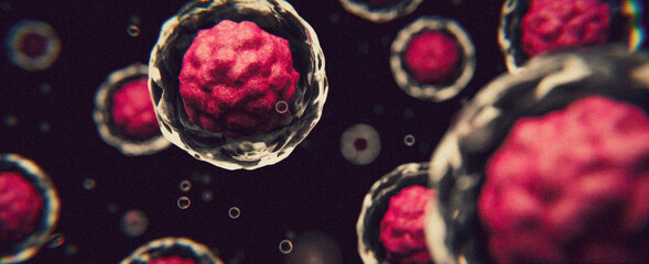 Stammzellen im Körper unter dem Mikroskop: Konzept Genetik oder Klonen