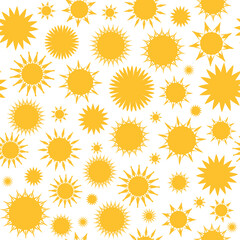Seamless pattern with little cartoon suns. Vector illustration.