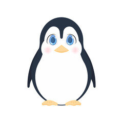 Cute little penguin. Baby penguin with cute look. For the design of cards and books. Vector.