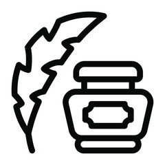 
Vintage writing, quill pen in editable solid icon 
