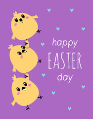 easter card with cute chickens, vector illustration